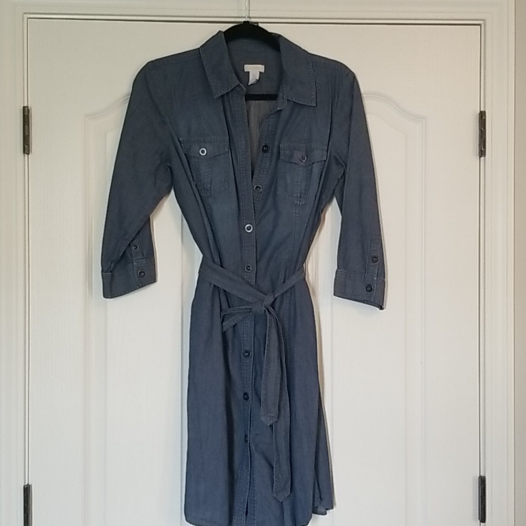 Denim Button Up Dress With Pockets Size 1.5